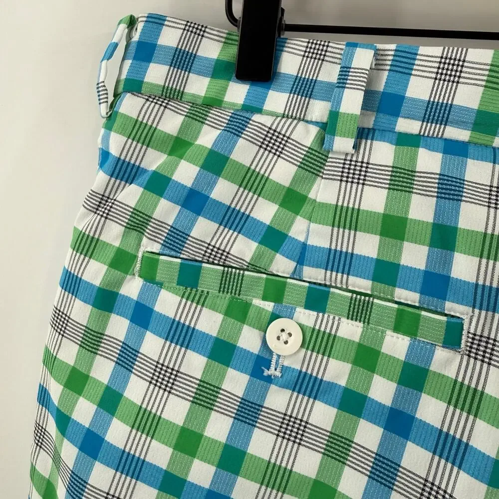 Nike Golf Shorts Men's Size 32 Medium Core Dri-Fit Plaid Performance Flat Front